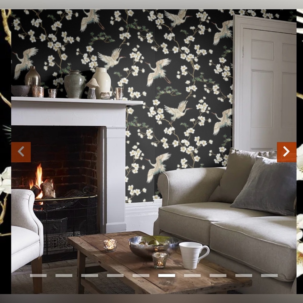 New Anthropologie Home Decor Carl Robinson Swothins Crane & Blossom Wallpaper
